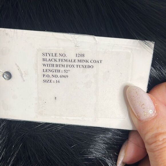 NWT The Caitlin Black Mink Maxi Coat with Fox Tuxedo Collar 52” - Picture 16 of 16